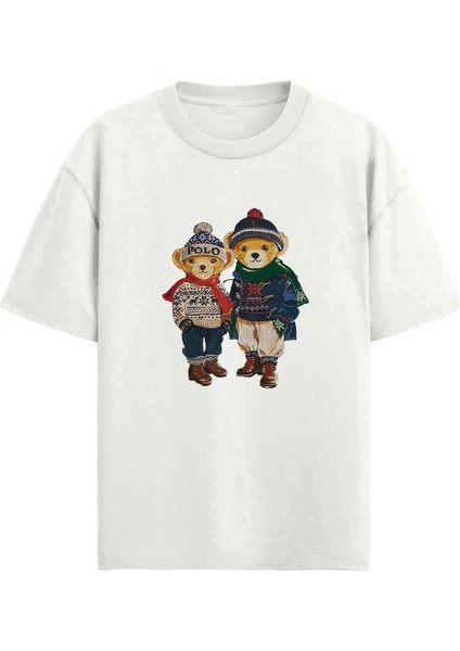 %100 Pamuk Sevgili Konseptli Teddy Baskılı T-Shirt indirimleri