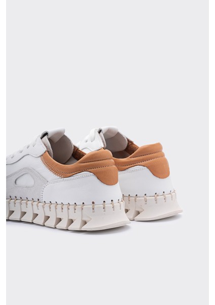 Zaha Beyaz Deri Süet Kadın Hafif Sneaker
