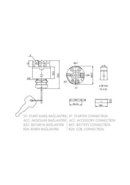KONTAK ANAHTARI UNIVERSAL (7 FİŞ) (I-OFF-I-START) fiyatları