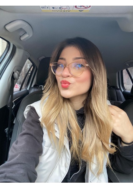 Nude Şeffaf Açık Kahve Gövde Nude Sap Popüler Cat Eye Gözlük