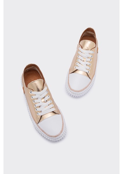 Yulin Altın Deri Kadın Sneaker