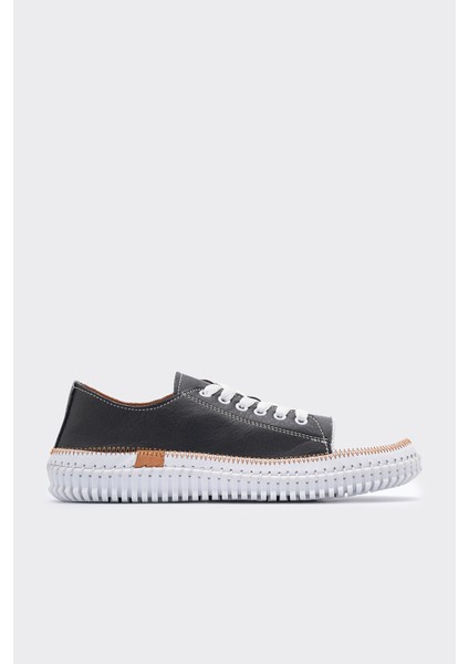 Yulin Siyah Deri Kadın Sneaker