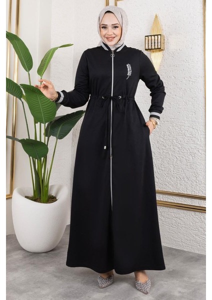 taşlı Ribana Detaylı Ferace