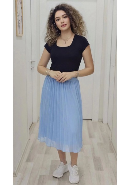 Beli Lastikli Pliseli Etek 6018-BEBE Mavisi modelleri