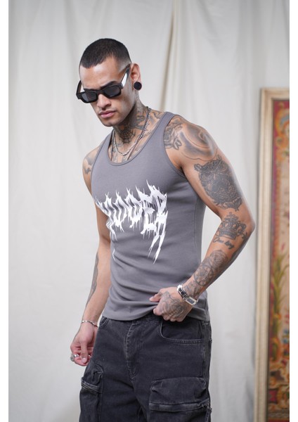Baskılı Esnek Slim Fit Kaşkorseli Erkek Sporcu Atlet