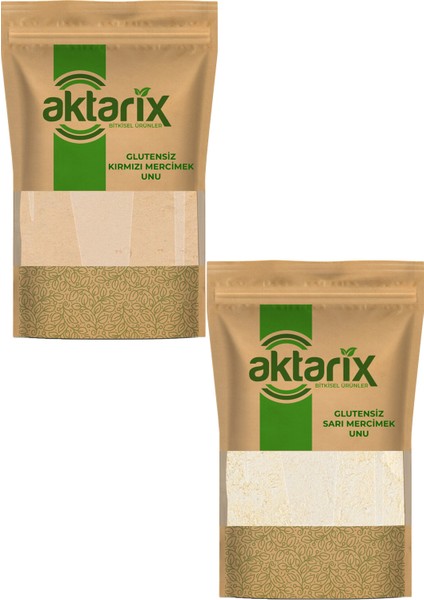 2'li Glutensiz Mercimek Unu Seti 100 gr Sarı + 100 gr Kırmızı Mercimek Unu Toplam 200 G