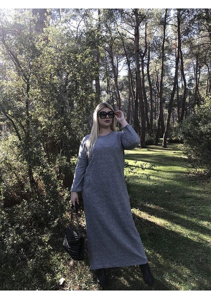 Angelino Genç Büyük Beden Kışlık Yumoş Uzun Cepli Elbise AS06U