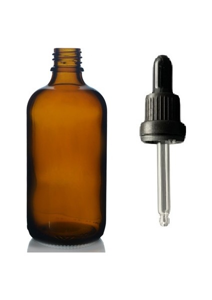 100 ml Kahverengi Cam Da mlalıklı 12 Adet, Siyah Kapak