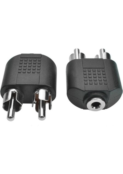 2'li Paket 3.5mm Ses Stereo Jak 2 RCA Erkek Ses Jack Konnektör Dönüştürücü
