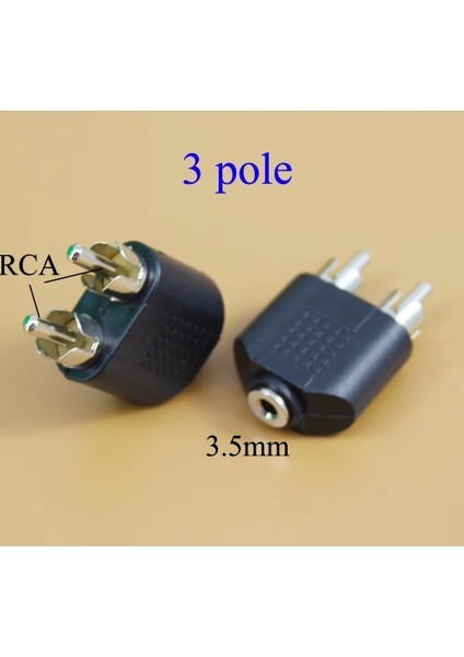 2'li Paket 3.5mm Ses Stereo Jak 2 RCA Erkek Ses Jack Konnektör Dönüştürücü