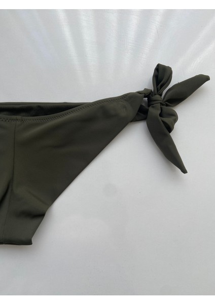 Haki Brezilya Kalın Ip Bağlamalı Bikini Altı