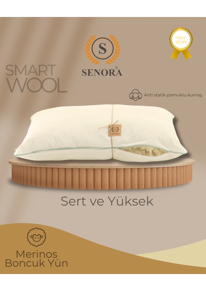 Sert ve Yüksek Boncuk Yün Yastık