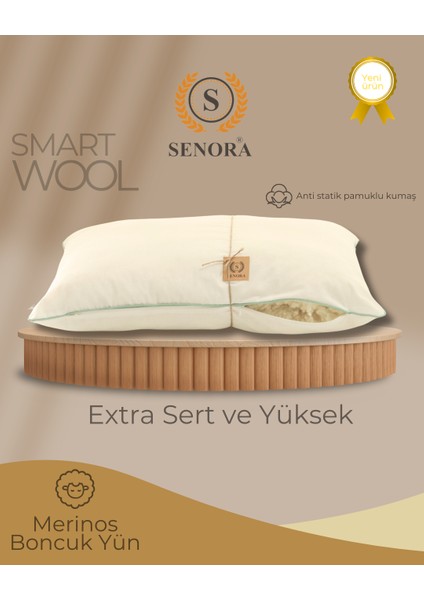 Extra Sert ve Yüksek Boncuk Yün Yastık