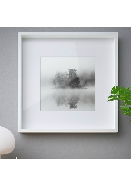 Sannahed 50 x 50 cm Beyaz Çiçek Eşya Konabilen Derin Kutu Çerçeve Ahşap Fotoğraf Resim Çerçevesi