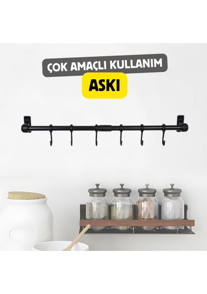 6 Kancalı Ferforje Metal Çok Amaçlı Kahve Köşesi, Mutfak, Banyo Dekor Kupa,fincan ve Kaşıklık Askısı