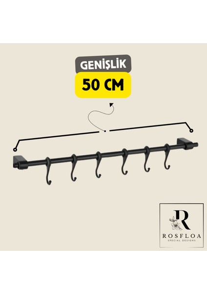 6 Kancalı Ferforje Metal Çok Amaçlı Kahve Köşesi, Mutfak, Banyo Dekor Kupa,fincan ve Kaşıklık Askısı fırsatları