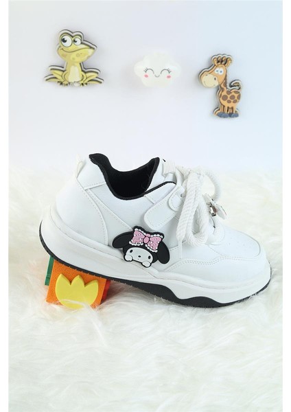 Unisex Çocuk Spor Ayakkabı Kuromi Spor Ayakkabı Özel Tasarım Bağçıklı ve Cırtlı Çocuk Sneaker Spor