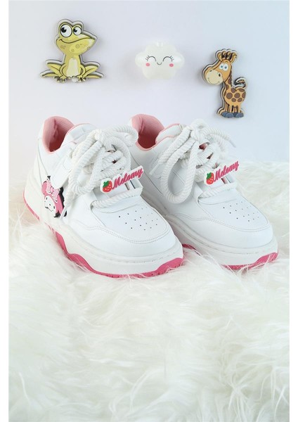 Unisex Çocuk Spor Ayakkabı Kuromi Spor Ayakkabı Özel Tasarım Bağçıklı ve Cırtlı Çocuk Sneaker Spor