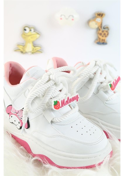Unisex Çocuk Spor Ayakkabı Kuromi Spor Ayakkabı Özel Tasarım Bağçıklı ve Cırtlı Çocuk Sneaker Spor