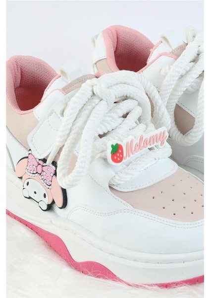 Unisex Çocuk Spor Ayakkabı Kuromi Spor Ayakkabı Özel Tasarım Bağçıklı ve Cırtlı Çocuk Sneaker Spor