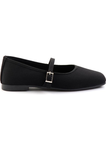 Mat Siyah Saten Kadın Babet K01641020238