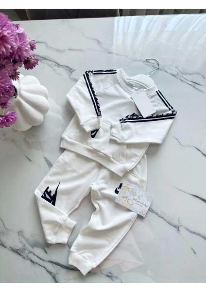 Baby Marka Nke Desen Bisiklet Yaka Ikili Takım Unisex 1-5 Yaş
