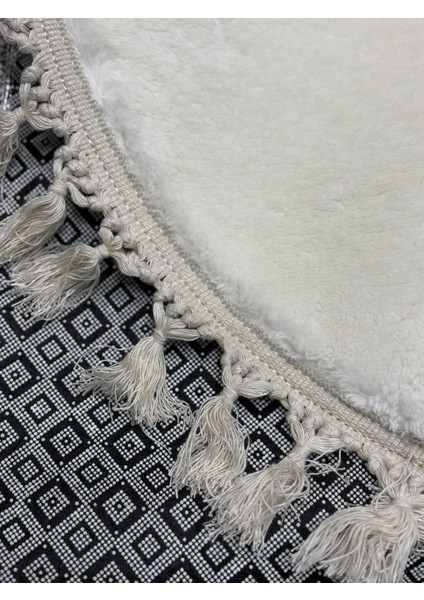 Frt Export tüylü Peluş Oval Örgü Saçaklı Peluş Yolluk Yumuşacık Yıkanabilir Antre Hol Koridor Halı