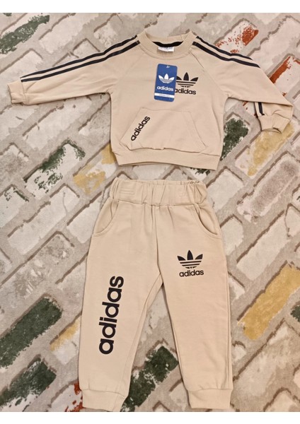 Baby Marka Addas Desen Bisiklet Yaka Ikili Takım 1-5 Yaş