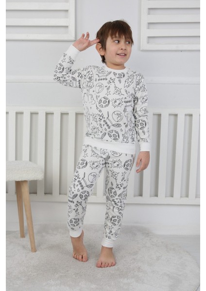 Boyanabilir Çocuk Pijama Takımı + Kalem Hediyeli I Renkli Rüyalar I Her Yıkamada Yeniden Tasarla indirimleri