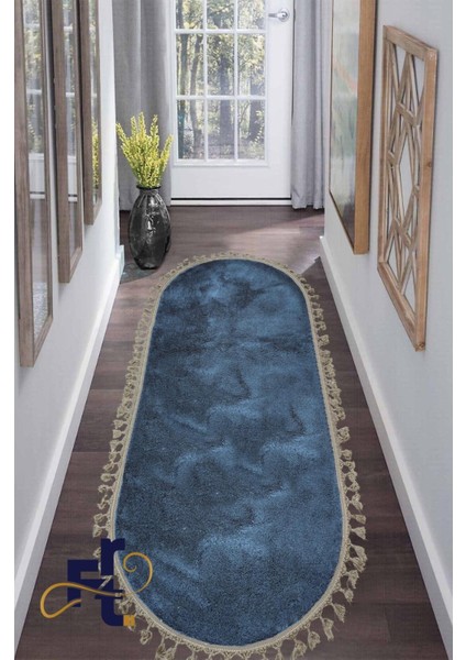 Frt Export tüylü Peluş Oval Örgü Saçaklı Peluş Yolluk Yumuşacık Yıkanabilir Antre Hol Koridor Halı