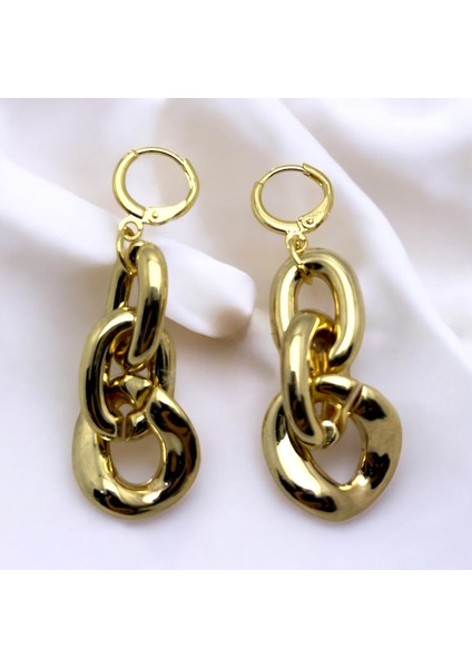 Zincir Model Gold Kararmaz Küpe