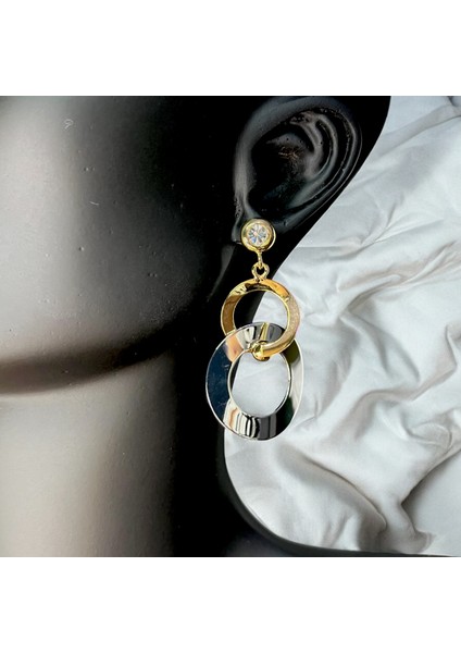 Tarz Halkalı Küpe Gold ve Gümüş Renk fiyatları