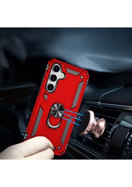 Samsung Galaxy S25 Plus Kılıf Darbe Emici Tank Armor Standlı Yüzüklü Mıknatıslı Sert Silikon Kapak