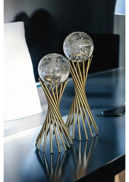 Dekoratif 2'li Set Hava Kabarcıklı Çapraz Ayaklı Küre Süs Eşya Biblo/ev-Ofis Dekoru/biblo Hediyelik fiyatları