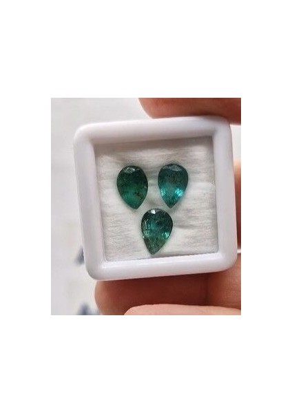 4.41 Ct 9.5x6.5 To 8.8x6.2 mm 3pcs Lot Pear Natural Emerald