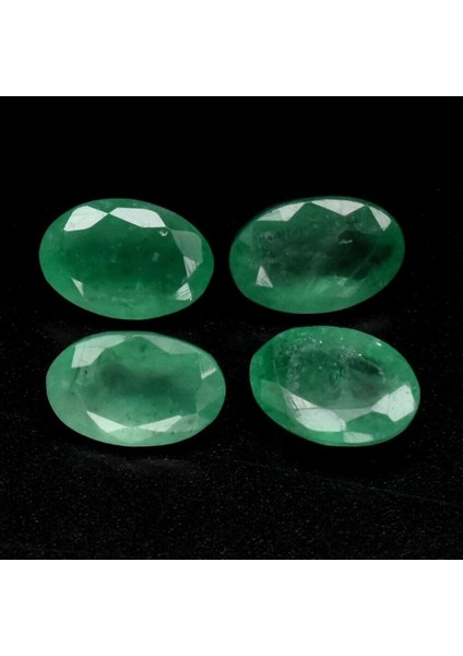 4pcs Lot 1.73 Ct T.w Oval Natural Green Emerald Gemstone, Colombia
