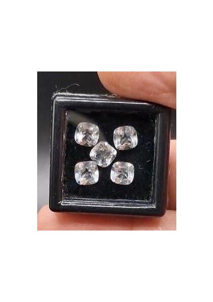 5.77 Ct 6x6 mm 5pcs Lot Square Natural White Topaz