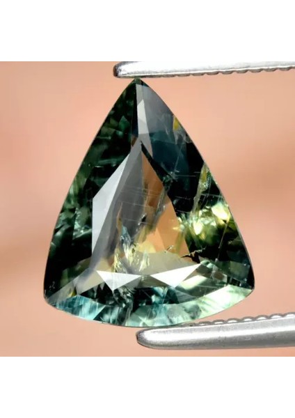1.35 Ct 8.5x7.3 mm Trillion Unheated Light Blue-Green Sapphire Gemstone, Australia
