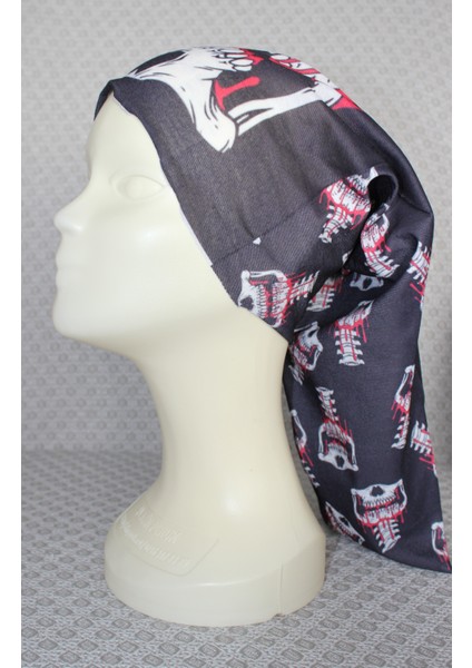 Iskelet Kuru Kafa Desenli Boyunluk Baf Bandana