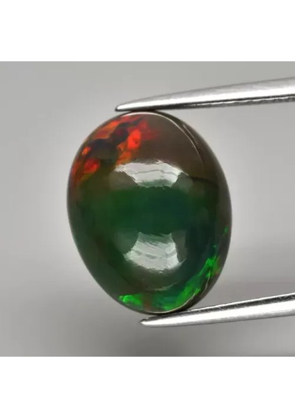 3.80 Ct 13x10 mm Oval Cab Natural Floral Flash Play-Of-Color Crystal Black Opal