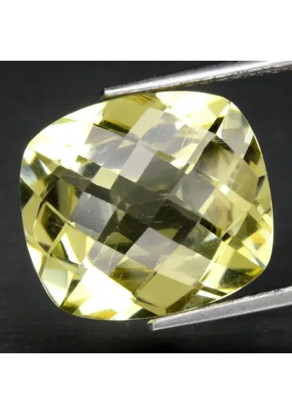 4.66 Ct 12x10.8 mm Vs Cushion Natural Lemon Quartz Gemstone, Brazil