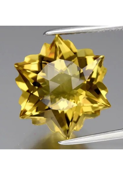 6.61 Ct 12.6x12.6 mm Vs Snowflake Natural Yellow Quartz Unheated Brazil