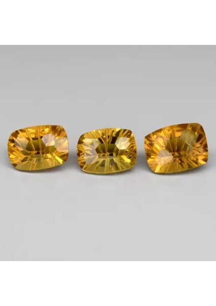 3pcs Lot 9.83 Ct T.w Vs Cushion Natural Yellow Quartz Gemstone, Brazil