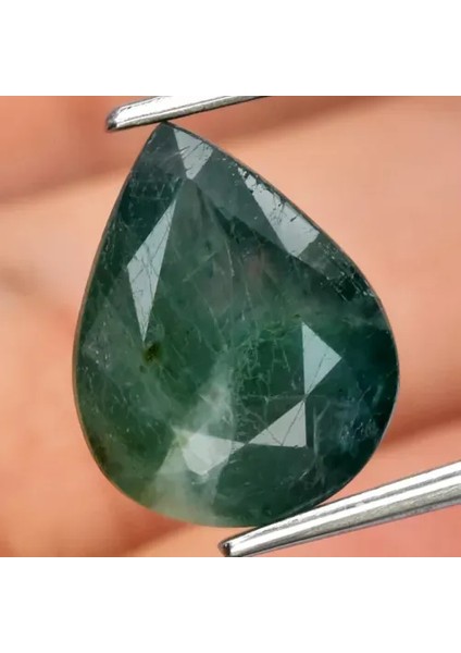 3.45 Ct 11.2x8.8 mm Pear Natural Bluish Green Grandidierite
