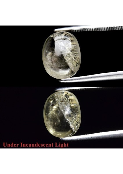 3.15 Ct Oval Cabochon Natural Yellowish Green Cat's Eye Diaspore Gemstone, Turkey