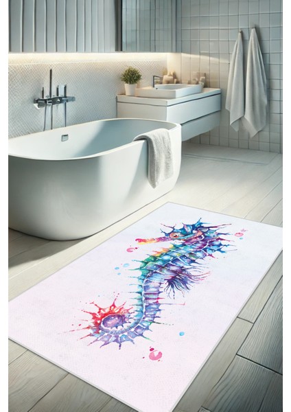 Deniz Atı Desenli Kaymaz Yıkanabilir Dijital Baskı Deniz Temalı Halı indirimleri