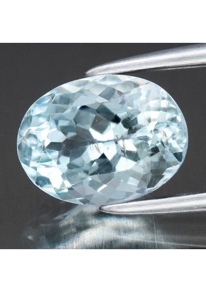 1.29 Ct 8x6 mm Oval Natural Unheated Light Blue Aquamarine Gemstone, Brazil