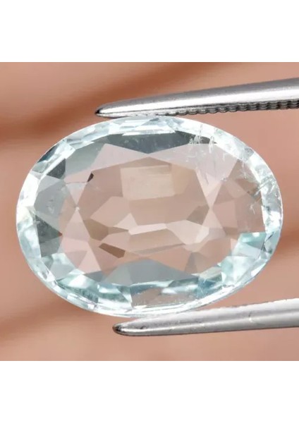 3.94 Ct 13x10 mm Oval Natural Unheated Light Blue Aquamarine Gemstone, Brazil