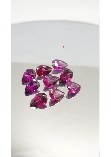 4.15 Ct 9pcs Lot 6x4 Mm. Pear Natural Cherry Pink Rhodolite Garnet