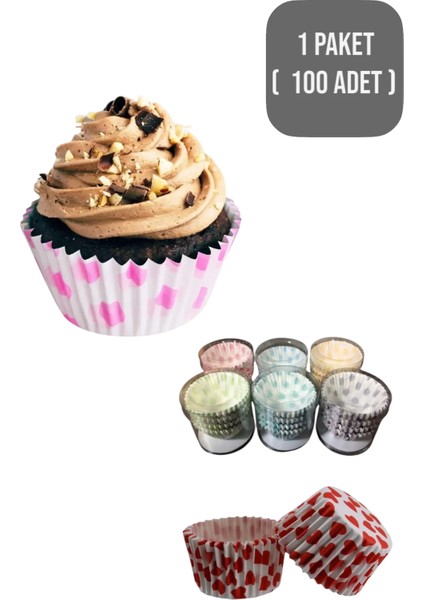( 2'li Kek Pişirme Seti ) 12'li Lmetal Muffin Kek Kalıbı+ 100 Adet Renkli Cupcake Kek Kalıbı